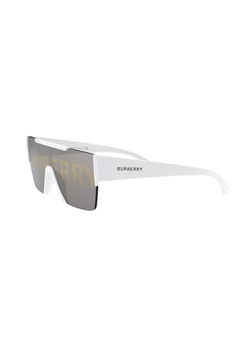 Burberry Unisex White Plastic Rectangle Sunglasses with Logo Lens