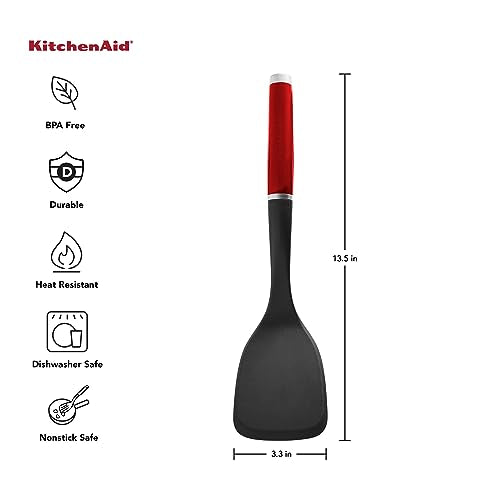 KitchenAid Classic Solid Turner - Red, 13.5x3.3 Inch, Heat-Resistant Handle