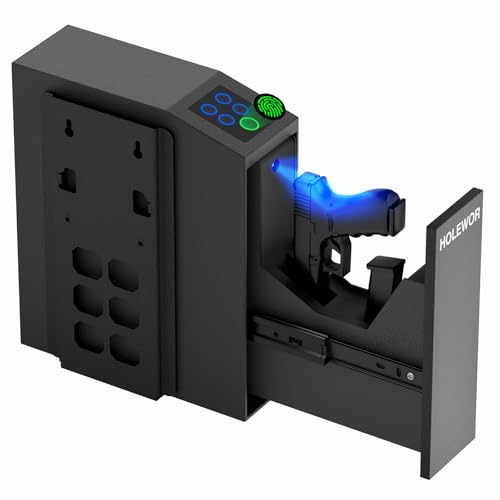 Biometric Gun Safe for Handgun Bedside with Quick Access & Passcode - HOLEWOR