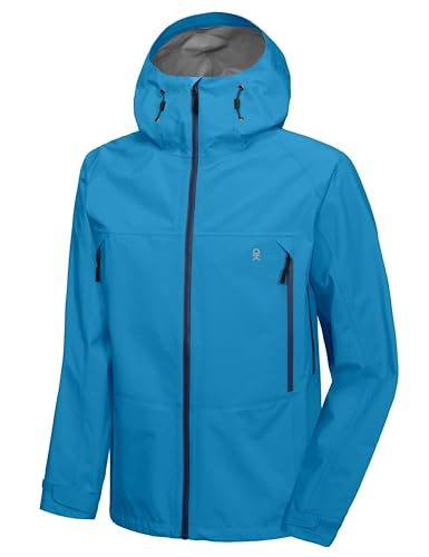 Men's Waterproof Rain Jacket - High-Performance 3L Hard Shell, Blue XL