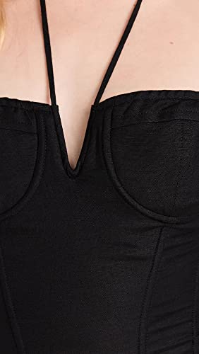 Lioness Women's Corset Top - Linen Blend Crop Top, Black, Medium