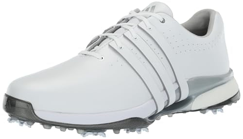 adidas Men's Tour360 24 Golf Shoes 9.5 White Silver Metallic Waterproof