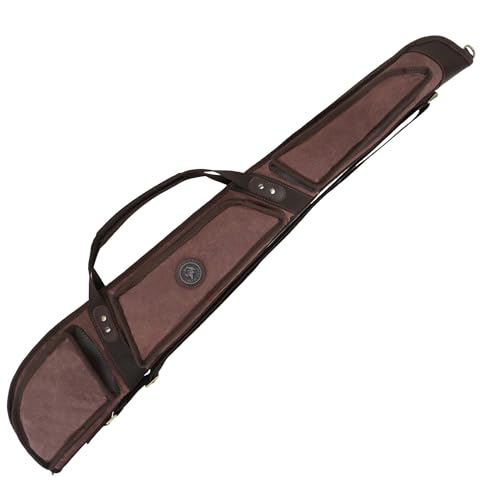 WAYNE'S DOG 42" Small Size Canvas Leather Gun Case for Rifle & Shotgun, Protective Lamb Wool Pouch, Coffee Variant