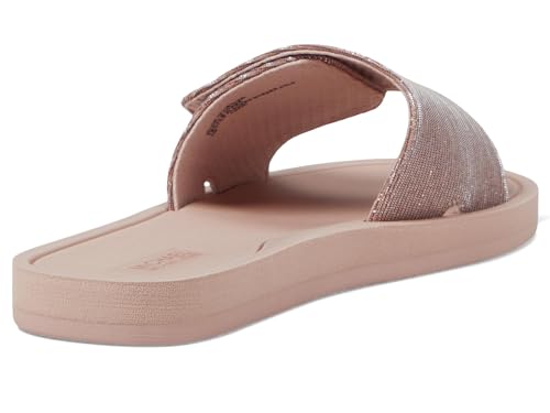 Michael Kors Women's Glitter Rose Gold MK Charm Slide Sandal - 8