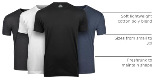 Fresh Clean Threads Men's 4-Pack XL Crew Neck T-Shirts - Black, White, Charcoal, Navy