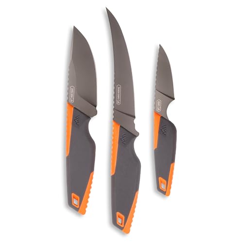 Outdoor Edge Vantex 4-Piece Hunting Knife Set with Sharpener - Field Dressing Kit for Elk & Deer