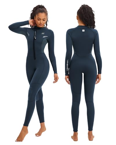 Seaskin Navy Blue Women's 2mm Front Zip Full Wetsuit for Diving & Water Sports