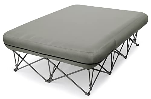 KAMPKEEPER Queen Size Camping Cot with Air Mattress - Grey, No Pump