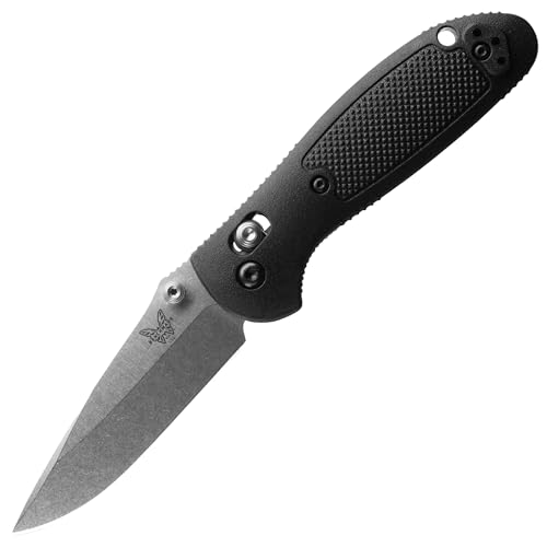 Benchmade Mini Griptilian Knife Drop-Point Blade - Black Grivory Handle, Plain Edge