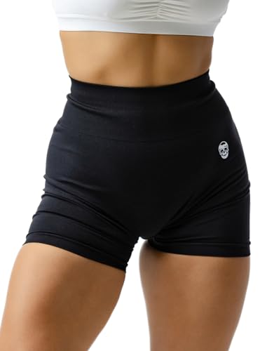 Women's High Waist Seamless Workout Shorts - Medium Black, Gymreapers Infinity Biker Shorts for Yoga & Running