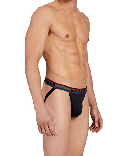 Men's 3-Pack Breathable Athletic Supporter Jockstrap Underwear - Large Lychee Blue Black