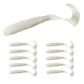 Eupheng 4in White Curly Tail Swimbait Fishing Lure 10PCS - Soft Plastic Bait