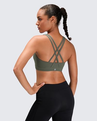 Small Dark Green Strappy Sports Bra for Women - Lucky Yoga