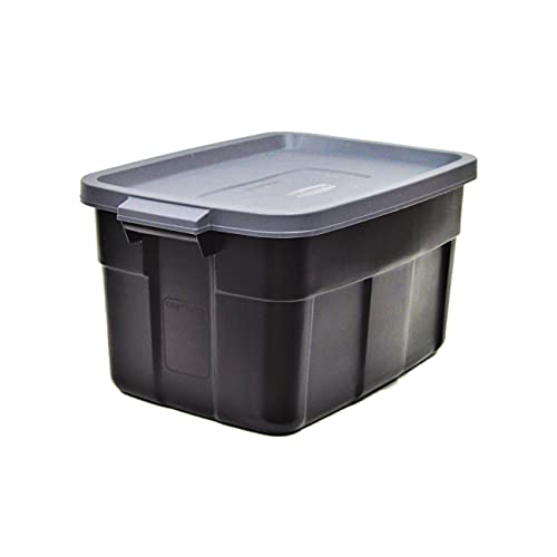 Rubbermaid Heavy Duty 14 GAL Black Storage Bins with Lids - 6 Pack, Stackable, Durable Plastic Totes for Multipurpose Use