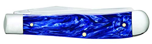 Case Pocket Knife Trapper Blue Pearl Kirinite 4 1/8 Inch Closed USA Made