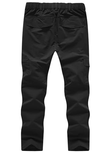 Women's Lightweight Hiking Pants - Quick Dry, UPF 50, Cargo with 6 Pockets, Large Black