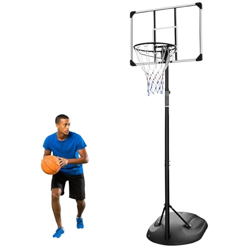 Portable Basketball Hoop System with Adjustable Height, 32-In Shatterproof Backboard - White