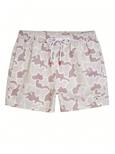 Men's Camo Swim Trunks Large Multicolor Drawstring Board Shorts with Lining