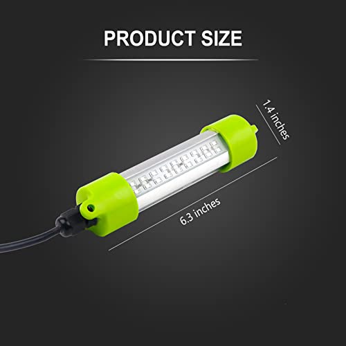 45W Waterproof Underwater Fishing Light - Green, 17ft Wire, Battery Clips