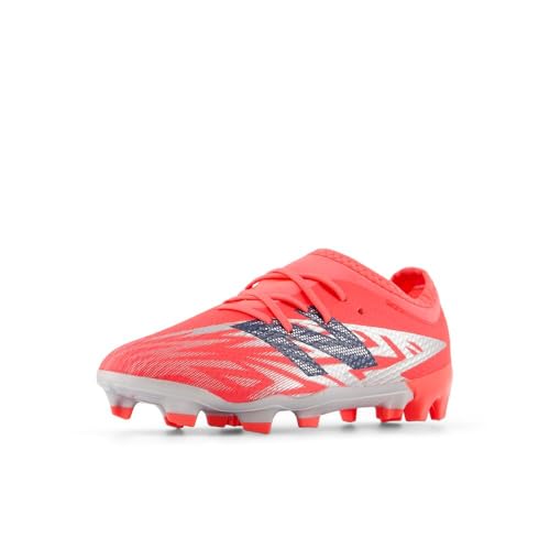 New Balance Unisex-Child Furon Team Jnr FG V8 Soccer Cleats - Energy Red/Nb Navy/Light Cyclone, Size 5 Wide