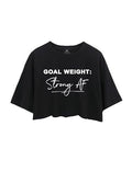 Large Goal Weight Strong AF Crop Top for Women - Motivational Workout Gym Tank Black