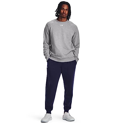 Under Armour Men's Rival Fleece Crew - Large / Castlerock Light Heather / White