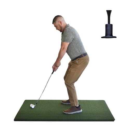 Real Feel Golf Mats 3x5-Foot Commercial Golf Practice Mat - Made in USA, Stable & Durable, Includes Adjustable Tee