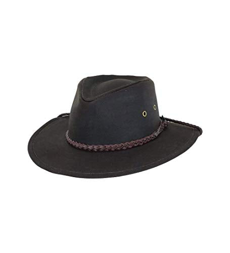 Unisex Western Oilskin Hat - Large Brown Waterproof Breathable Cotton - Outback Trading