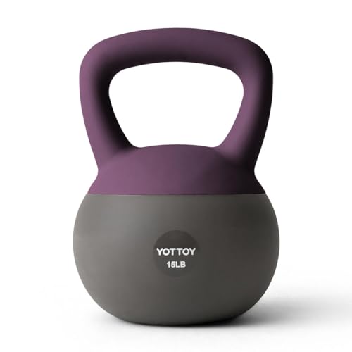 15LB Purple Soft Kettlebell for Strength Training & Home Workouts - Cushioned Base, Wide Handle