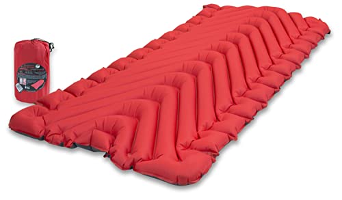 Klymit Insulated Static V Luxe Sleeping Pad - Lightweight Inflatable Camping Mattress for Backpacking & Hiking - Red - Sleeping Pad / Insulated