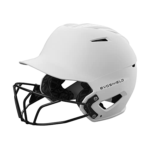 Batting Helmet with Facemask - Matte White Small/Medium Baseball Protective Gear