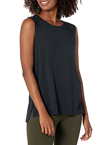 Women's Relaxed Cotton Workout Tank Top - Plus Size X-Large Black