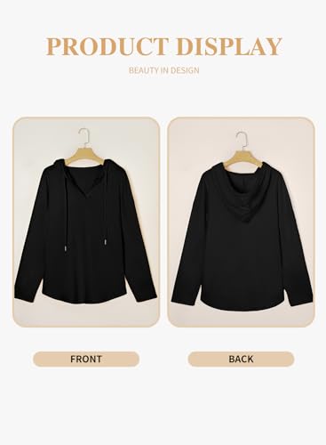 Eytino Plus Size Hoodie 3X Black Long Sleeve Drawstring Oversized Sweatshirt