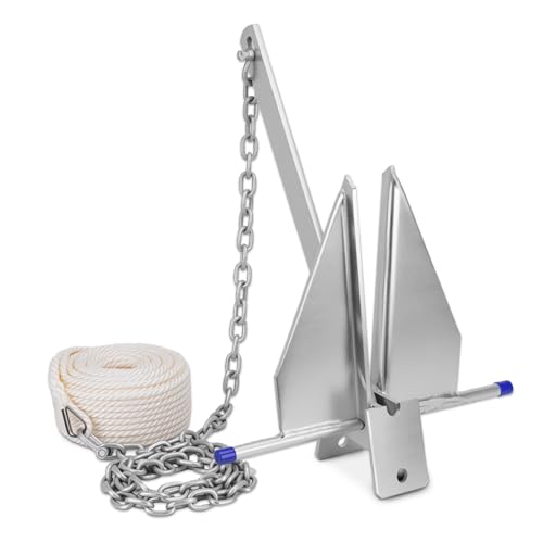 13LB Heavy Duty Boat Anchor Kit with Chain and Rope - Corrosion-Resistant