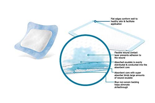 AWD Super Absorbent Wound Non Stick Gauze Pads - Non-Adhesive Bandages for Wounds - 4x4 Gauze Pads, Large Bandages for 1st and 2nd Degree Burns - Wound Care Products, Box of 10 (4"x4")