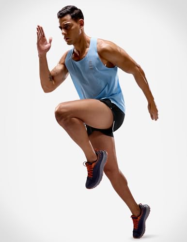Men's Seamless Running Singlet Quick Dry Marathon Tank Top - Light Blue Medium