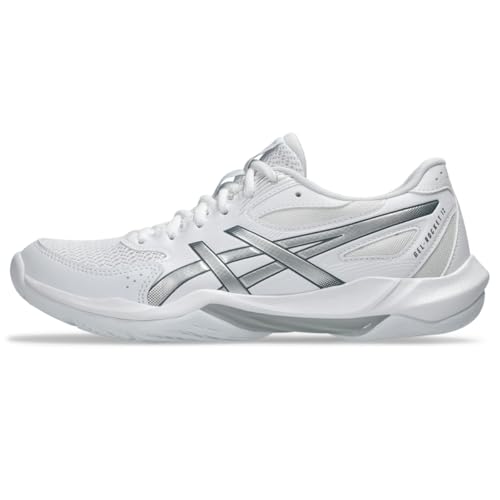 ASICS Women's Gel-Rocket 12 Volleyball Shoes - White & Silver, Size 7