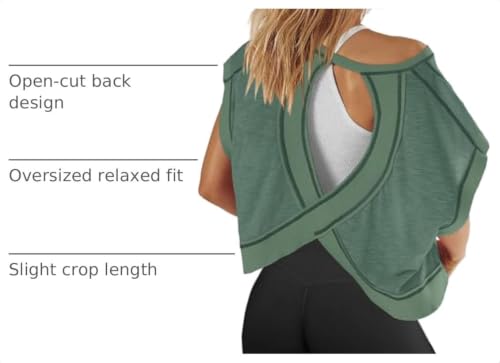 Women’s Open Back Workout Tops Oversized T-Shirts - Activewear