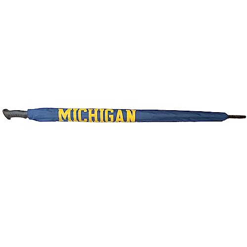 Team Golf NCAA Michigan Wolverines Golf Umbrella 62" Golf Umbrella with Protective Sheath, Double Canopy Wind Protection Design, Auto Open Button