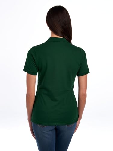 Jerzees Women's Dri Power Cotton Blend Polo Shirt - Short Sleeve, Moisture Wicking, Medium, Forest Green