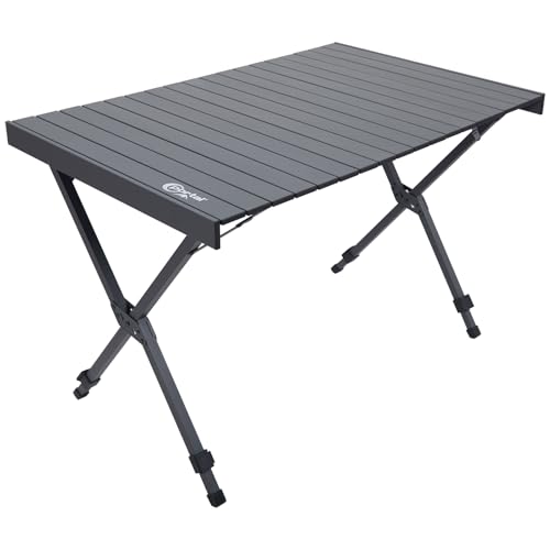 Portal Folding Camping Table - Dark Gray, Adjustable Height, Portable Aluminum