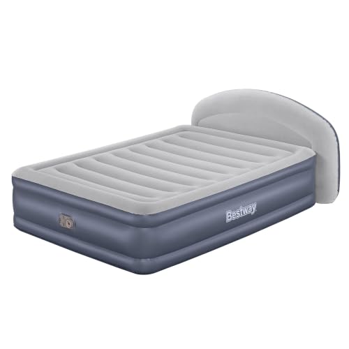 Queen Air Mattress with Headboard Navy - 33 Inch Inflatable Bed with Built-in Pump