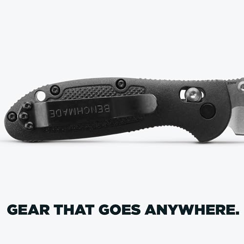 Benchmade Mini Griptilian Knife Drop-Point Blade - Black Grivory Handle, Plain Edge