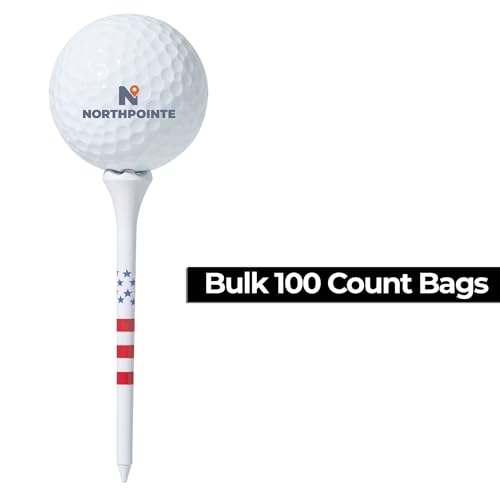 USA Stars and Stripes American Flag Golf Tees - 100 Bulk Plastic Patriotic Tees