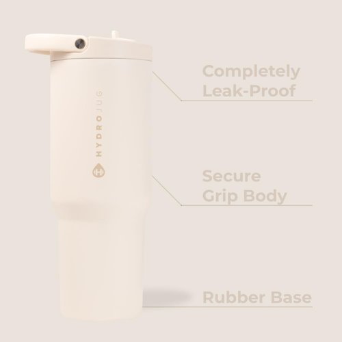 HydroJug Sport - 32oz Stainless Steel Tumbler with Straw | Vacuum Insulated & Leakproof, Cream