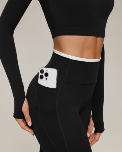Layered Workout Sets for Women with Pockets Halter Pilates Gym Set - Black Medium