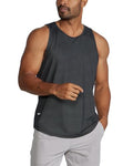 Men's Active Drop-Cut Tank Top - Medium Black, Lightweight, 4-Way Stretch