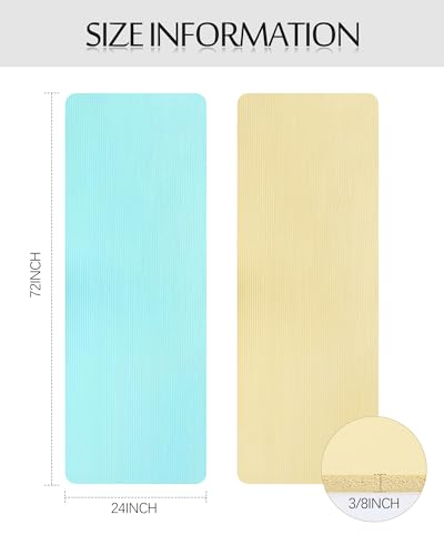 Yoga Mat Set 2 Pieces with Light Green and Light Yellow - Thick Non-Slip Exercise Mats for Home & Gym