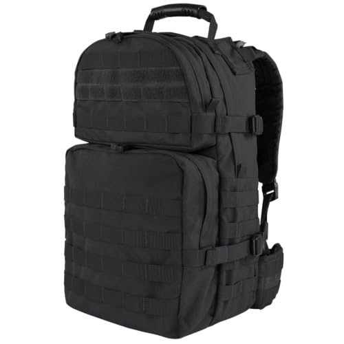 Condor Outdoor Medium Black Backpack with Compression Straps & Padded Handle