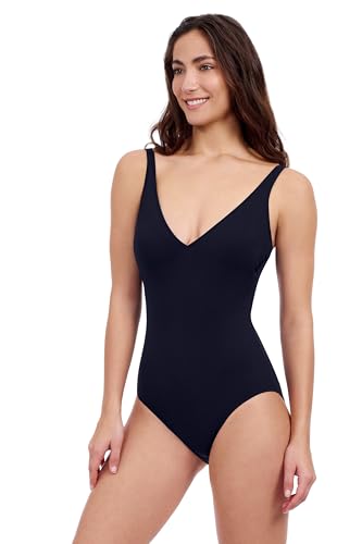 Women's Tutti Frutti V-Neck One-Piece Swimsuit - Black, Size 8